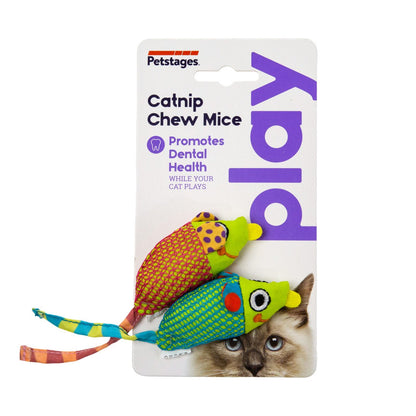 Petstages Catnip Chew Mice - Pair of Dental Care Cat Toys