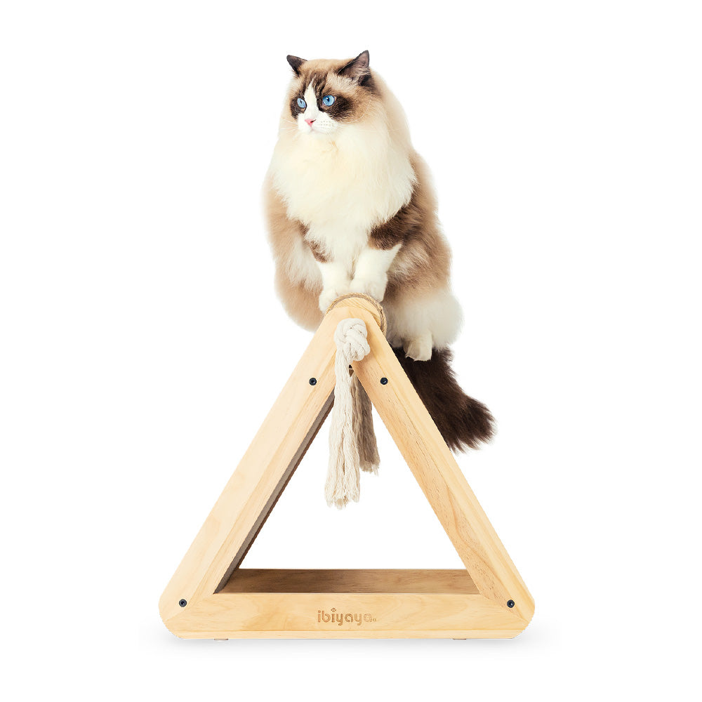 Ibiyaya Hideout Wooden Cat Scratching Post with Replaceable Cardboard Inserts