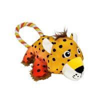 KONG Cozie Tuggz Rope Sqeueaker Dog Toy - Cheetah Bulk Small/Medium