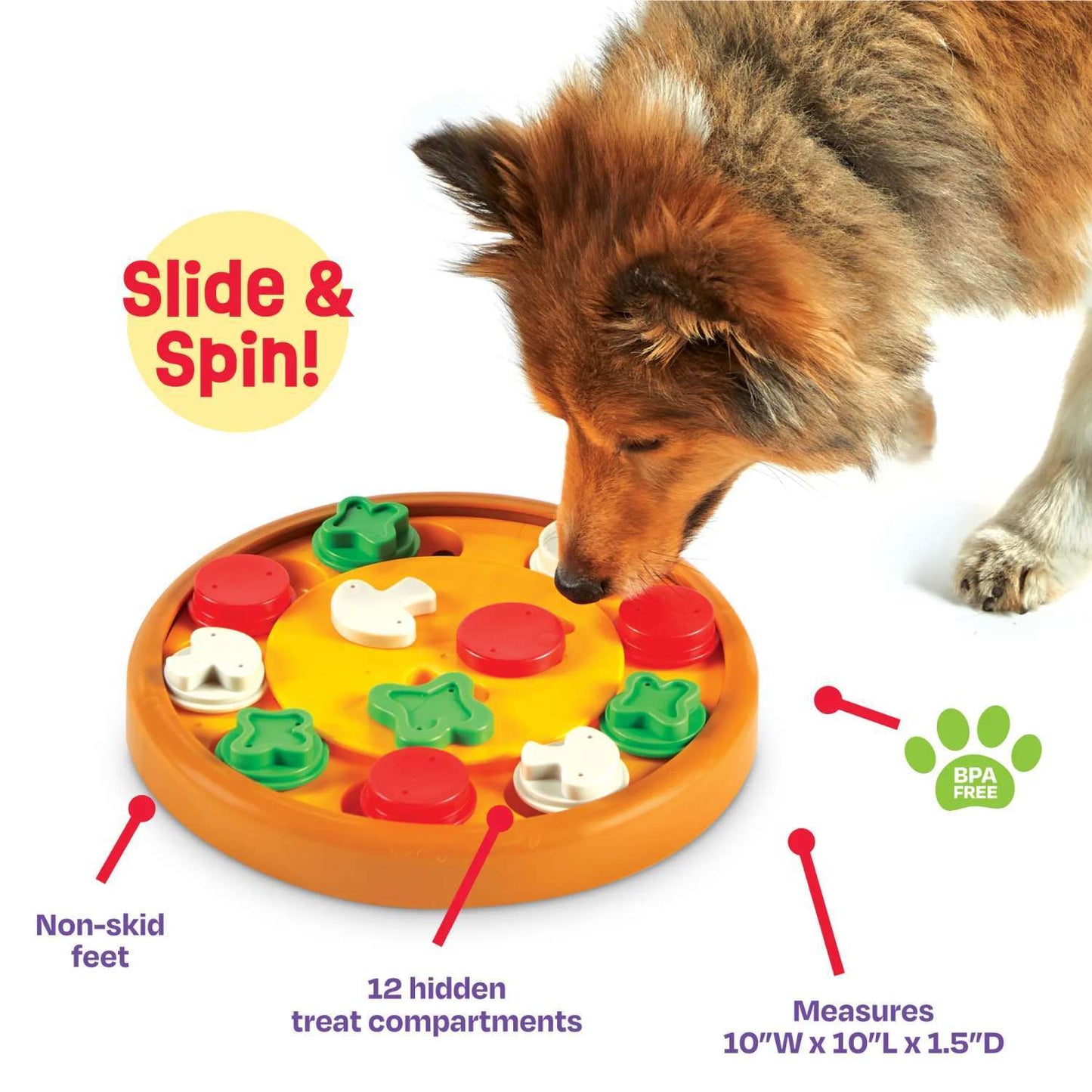 Brightkins Pizza Party! Interactive Dog Treat & Food Puzzle Toy