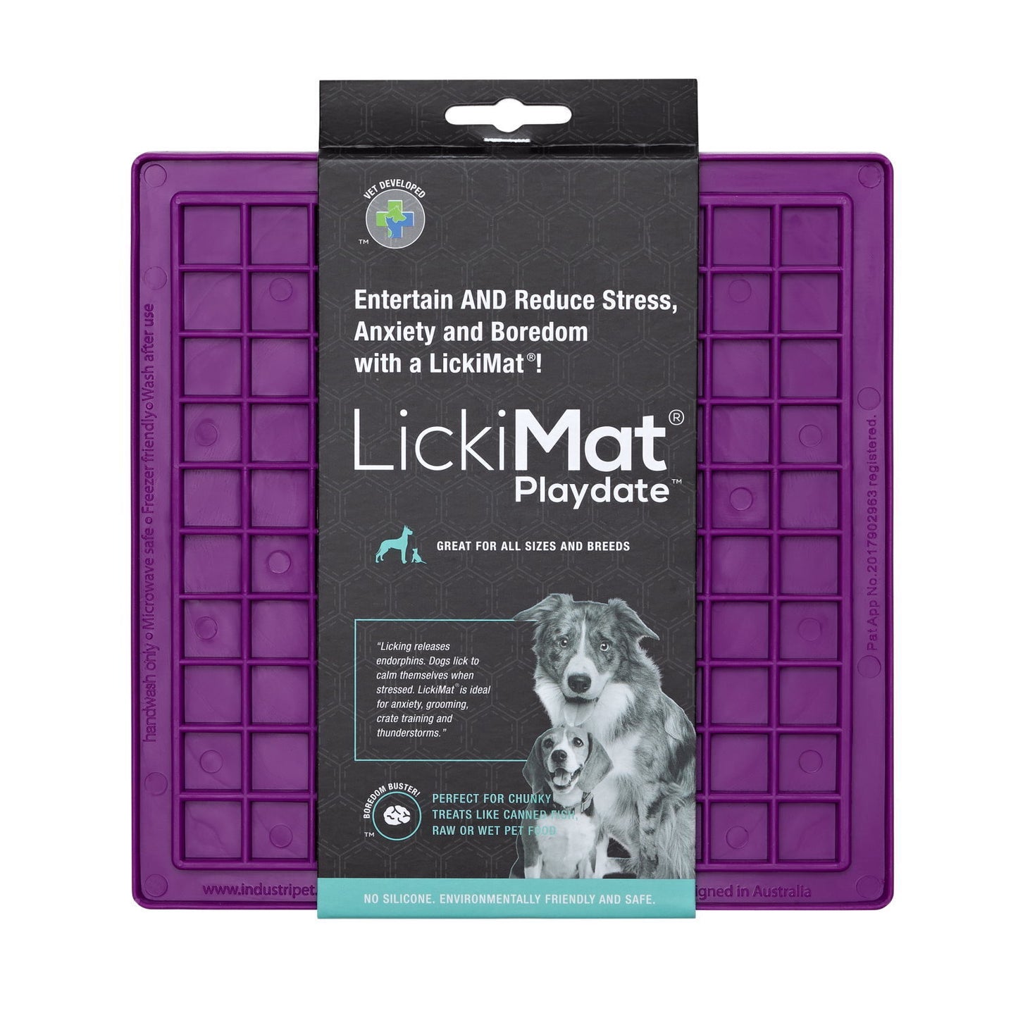 Lickimat Playdate Original Slow Food Licking Mat for Cats & Dogs