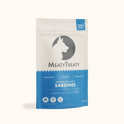 Meaty Treaty Freeze Dried Australian Whole Sardines Cat & Dog Treats 100g