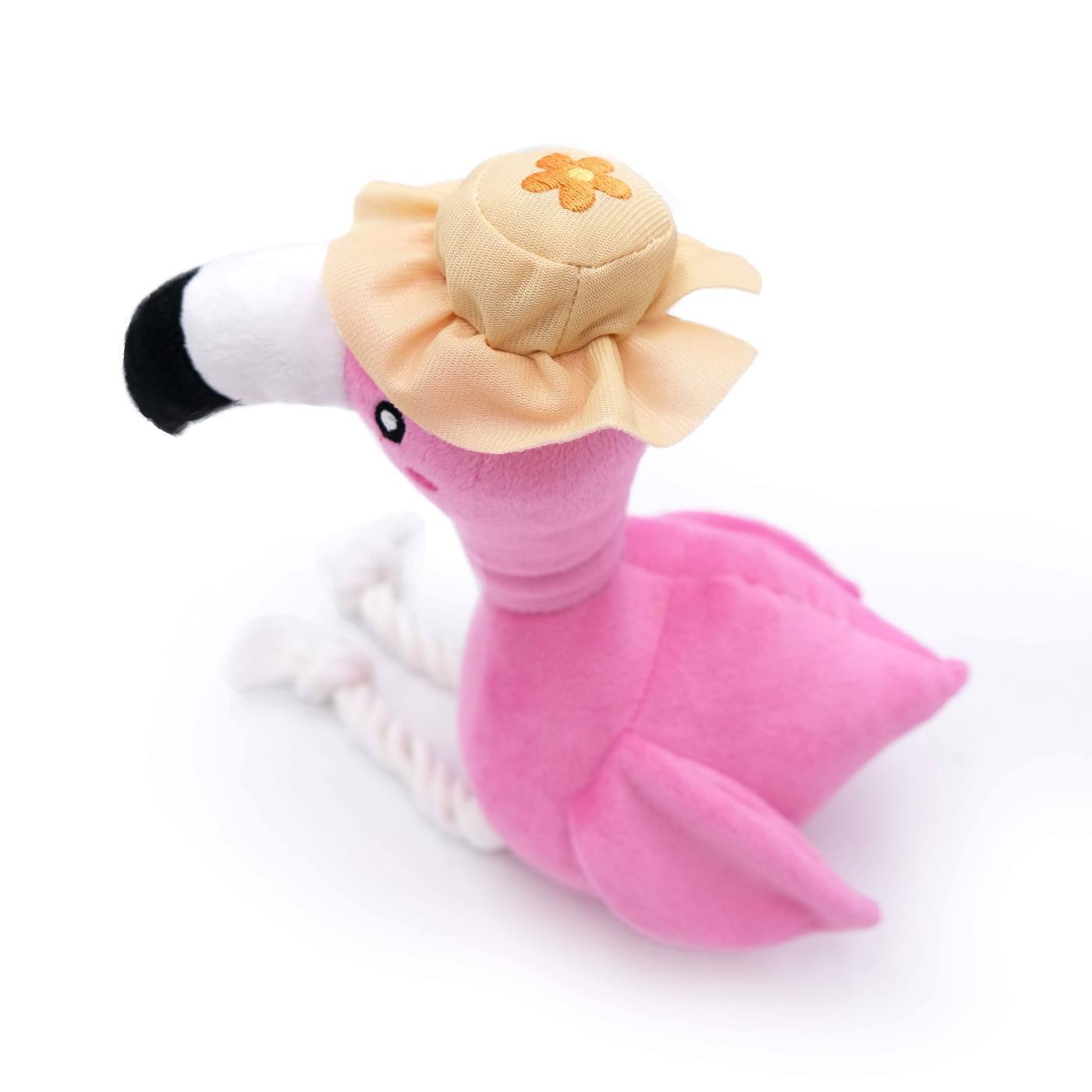 Zippy Paws Playful Pal Plush Squeaker Rope Dog Toy - Freya the Flamingo