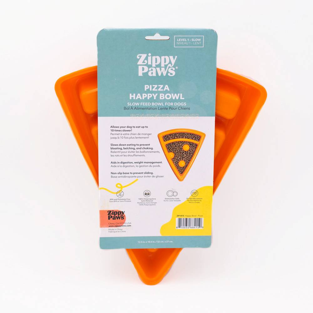 Zippy Paws Happy Bowl Interactive Slow Food Dog Bowl - Pizza