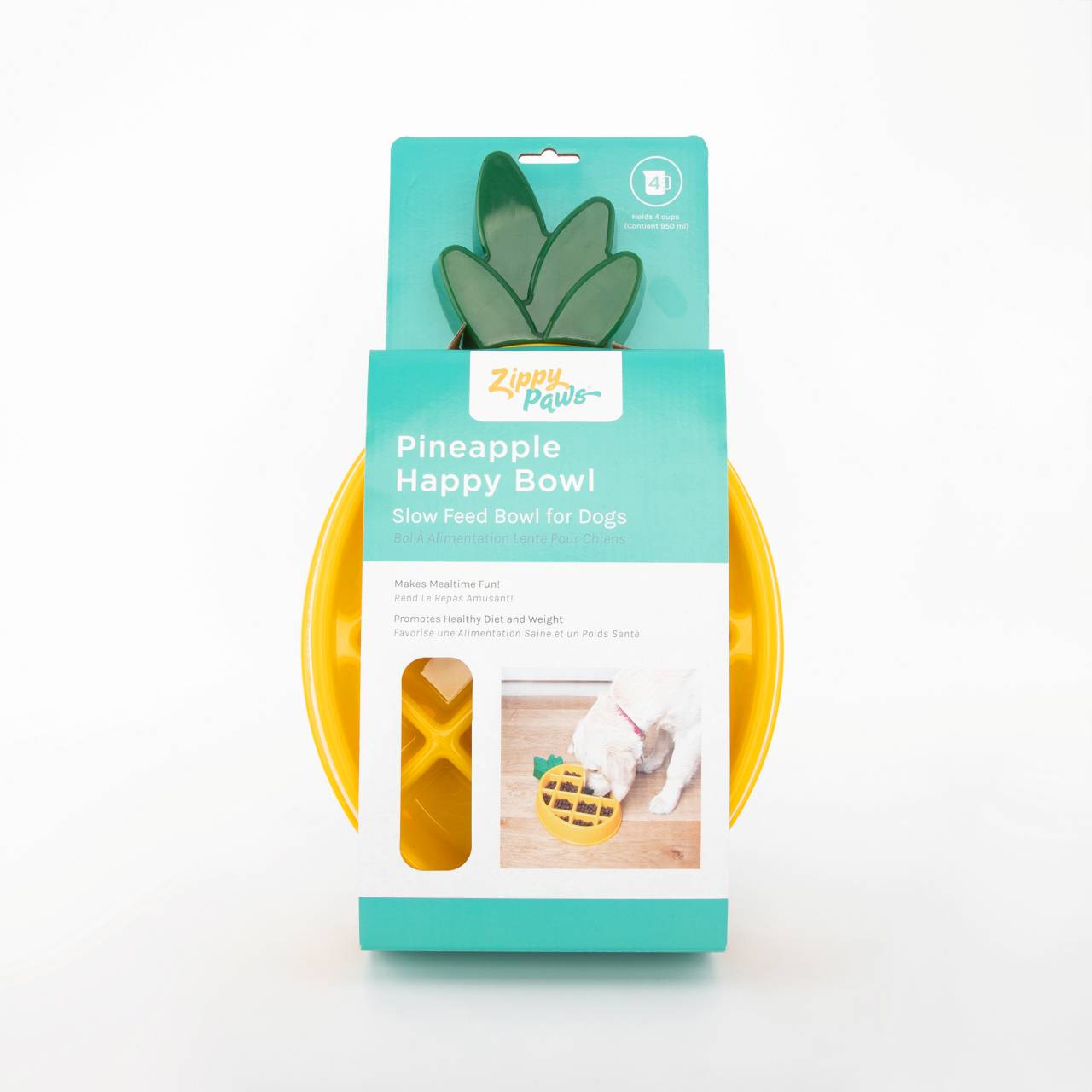 Zippy Paws Happy Bowl Slow Feeder for Dogs - Pineapple