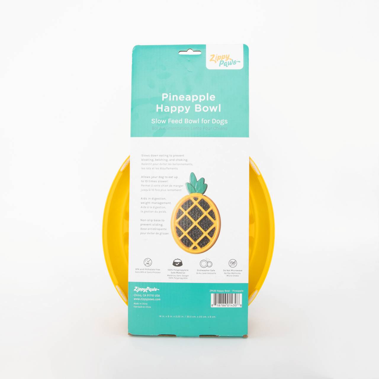 Zippy Paws Happy Bowl Slow Feeder for Dogs - Pineapple