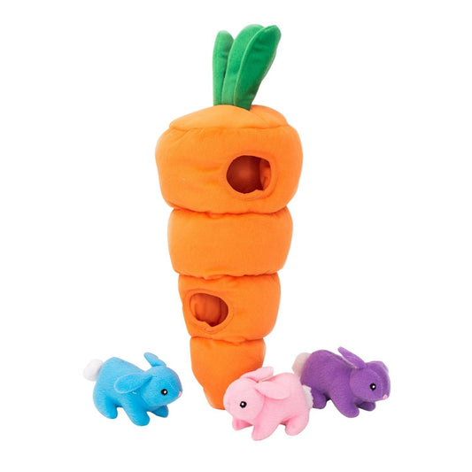 Zippy Paws Zippy Burrow Interactive Dog Toy - Easter Carrot