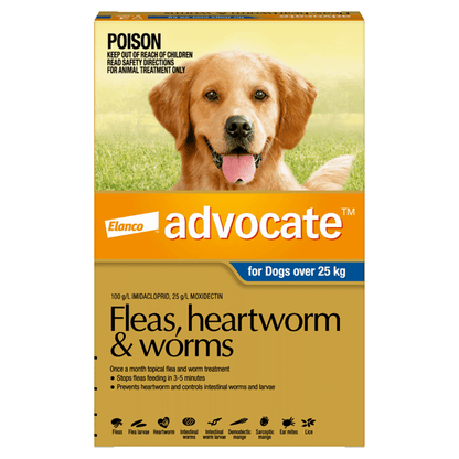 Advocate – For Dogs – Fleas, Heartworm & Worms – 3 Tubes