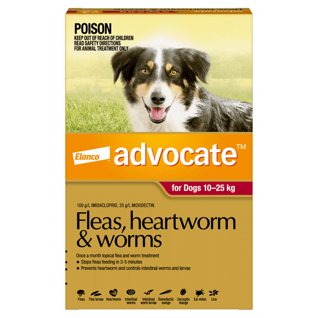 Advocate – For Dogs – Fleas, Heartworm & Worms – 3 Tubes