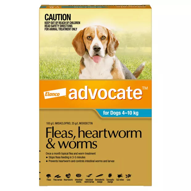 Advocate – For Dogs – Fleas, Heartworm & Worms – 3 Tubes