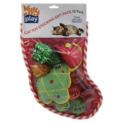 Kitty Play – Christmas Cat – Toy Stocking -10 Pack