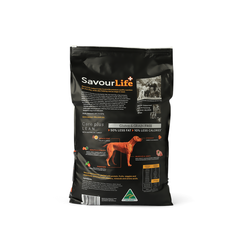 SavourLife – Adult Dog – Care plus – GRAIN FREE – Lean with Australian Turkey