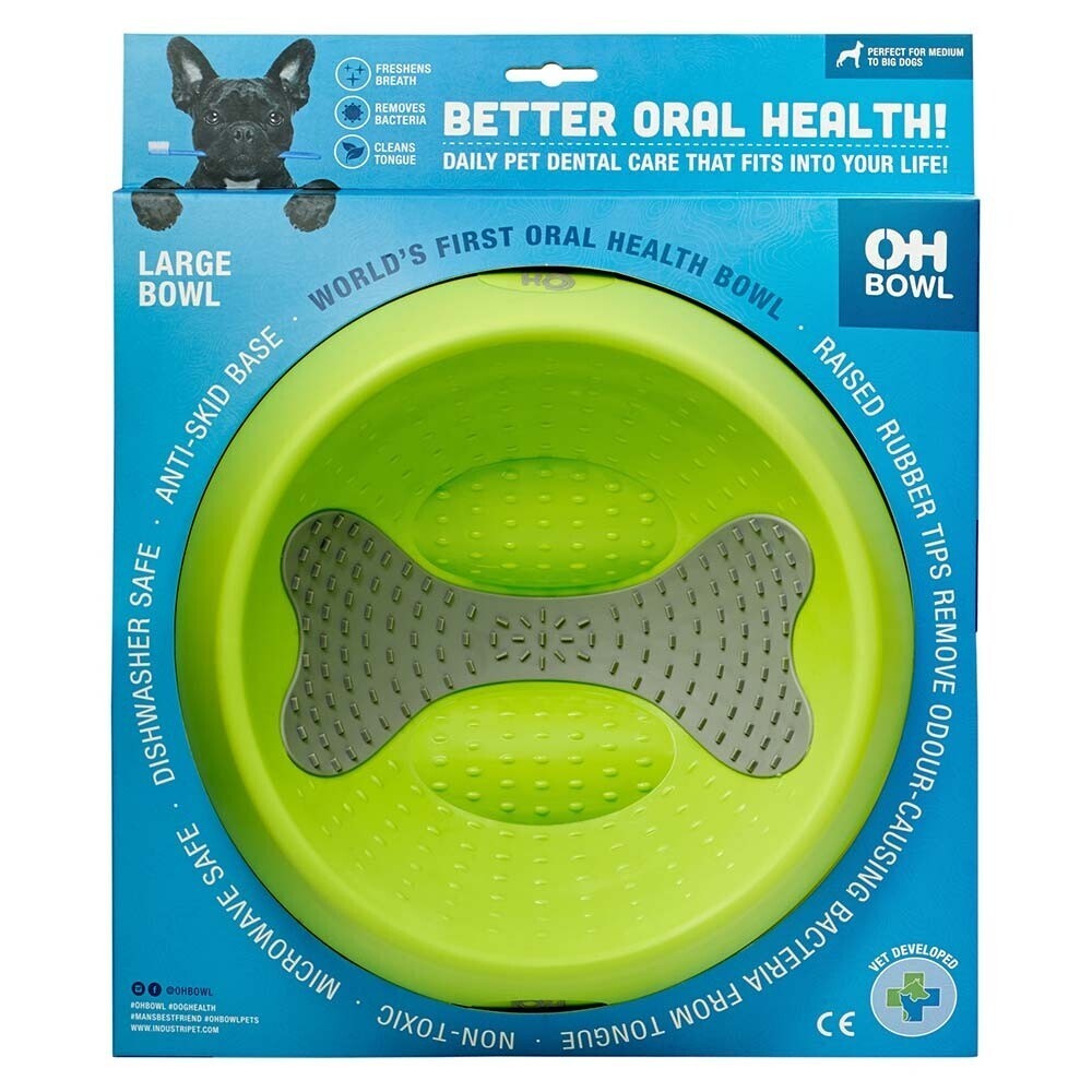 Oh Bowl Slow Food Tongue Cleaning Dog Food Bowl - Green