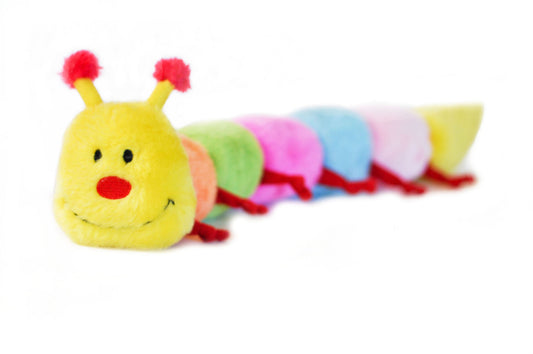 Zippy Paws Long Caterpillar 6 Squeakers Plush No Stuffing Dog Toy