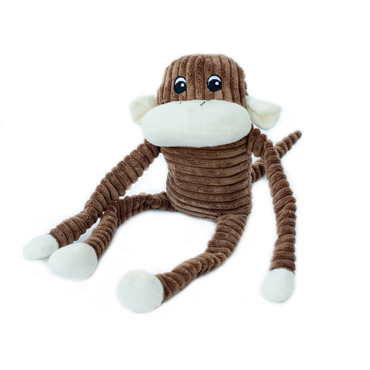 Zippy Paws Spencer the Crinkle Monkey Long Leg Plush Dog Toy - Brown