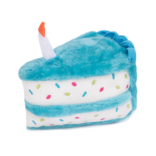 Zippy Paws Plush Birthday Cake with Blaster Squeaker Dog Toy -